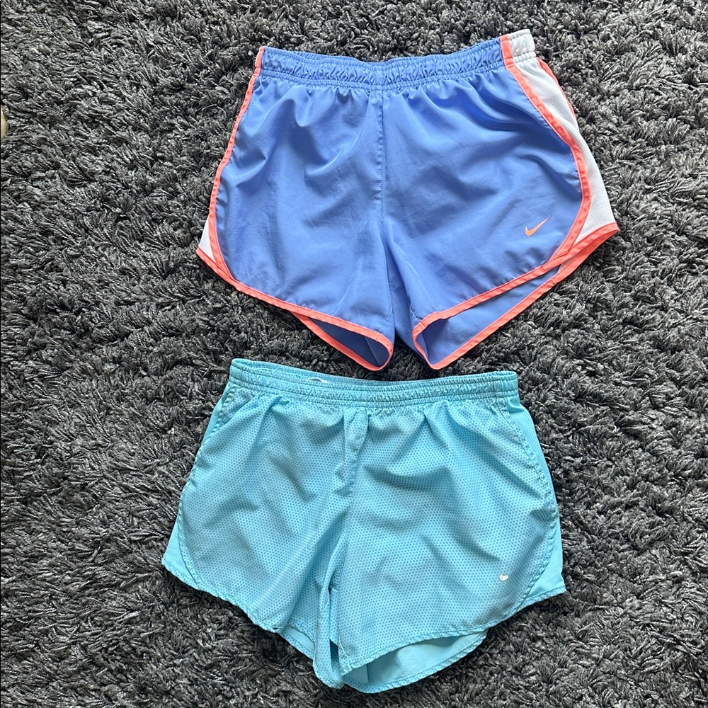 Nike Light Blue and Coral Running Shorts